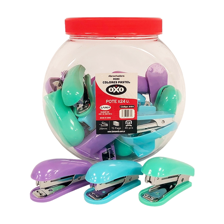Abrochadora Mini Oxo N°10 colores Surtidos Pastel por unidad Art.8104